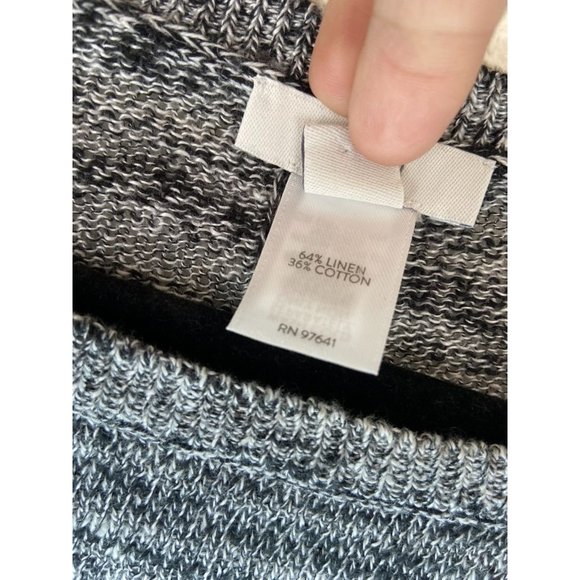 PureJill women's medium heather grey knit oversized sweater top linen cotton - Picture 4 of 6